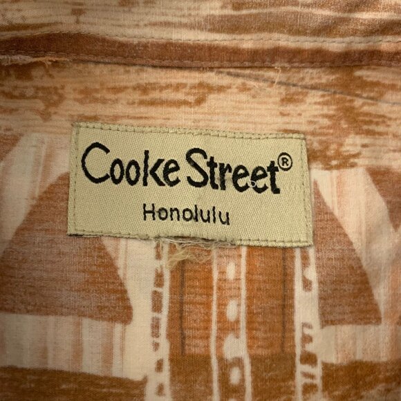 Cooke Street Reverse Print Hawaiian Shirt L Brown Floral Short Sleeve Pocket - Picture 6 of 6